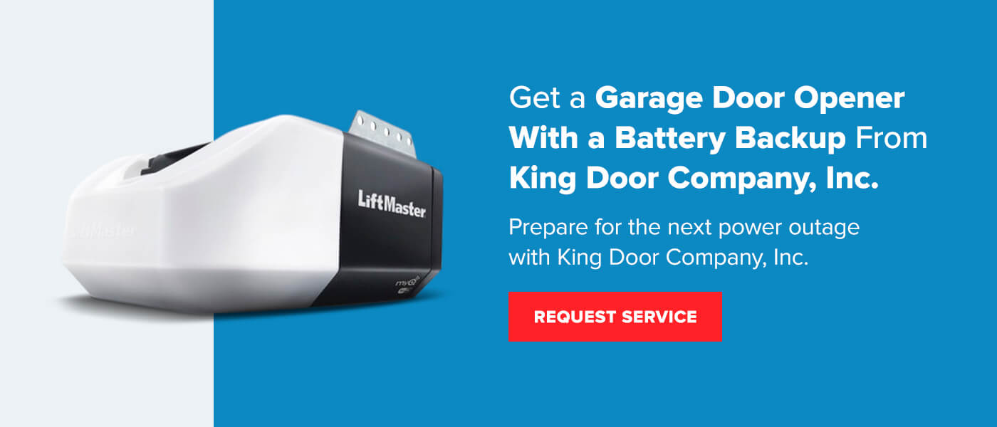 Get a garage door opener with a batter backup from King Door Company Inc